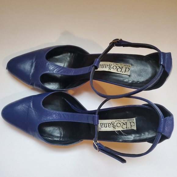 Vintage d'rossana Blue leather shoes size 8B pinup mod Vintage - Picture 4 of 12
